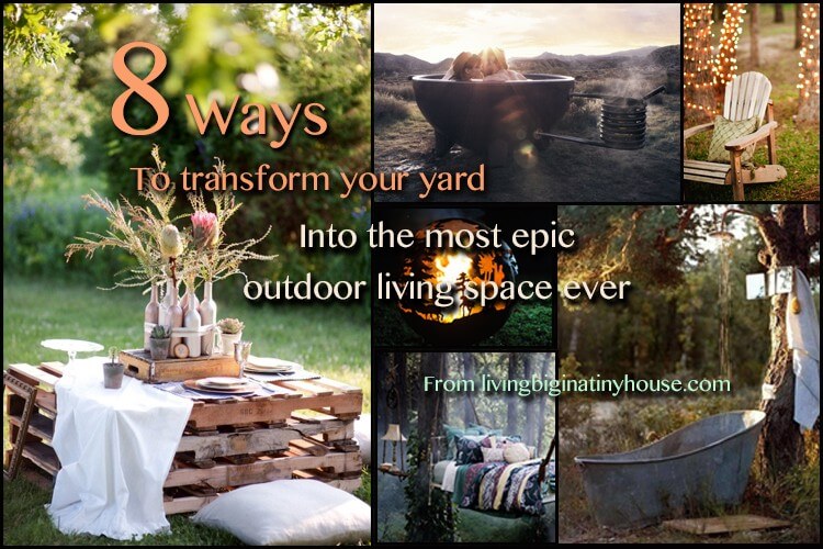 outdoor living ideas trasnform yard fire beds cooking lights