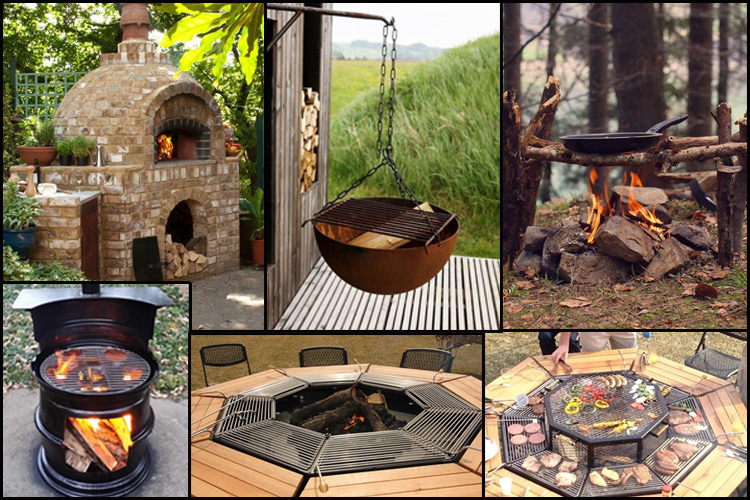 Outdoor kitchen cooking pizza oven fire ideas