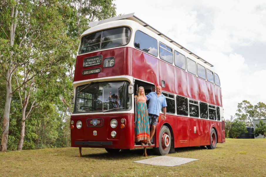 Vintage Double Decker Bus Becomes a Perfect Home on Wheels