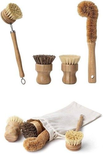 Bamboo Dish Scrub Brush Set